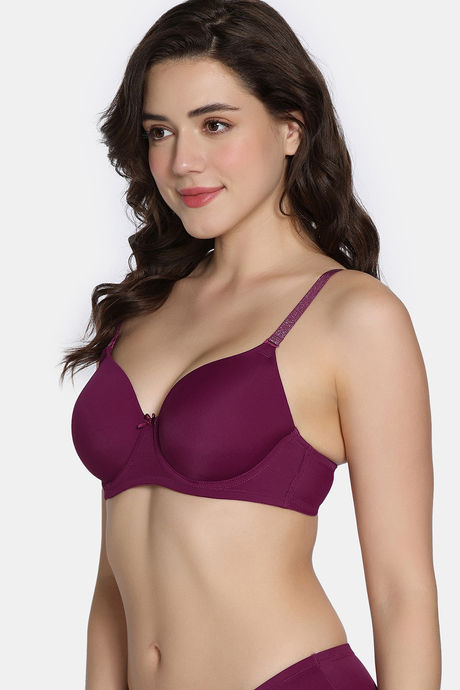 Zivame Twilight Thistle Padded Wired 3/4Th Coverage T-Shirt Bra - Dark Purple — image 4